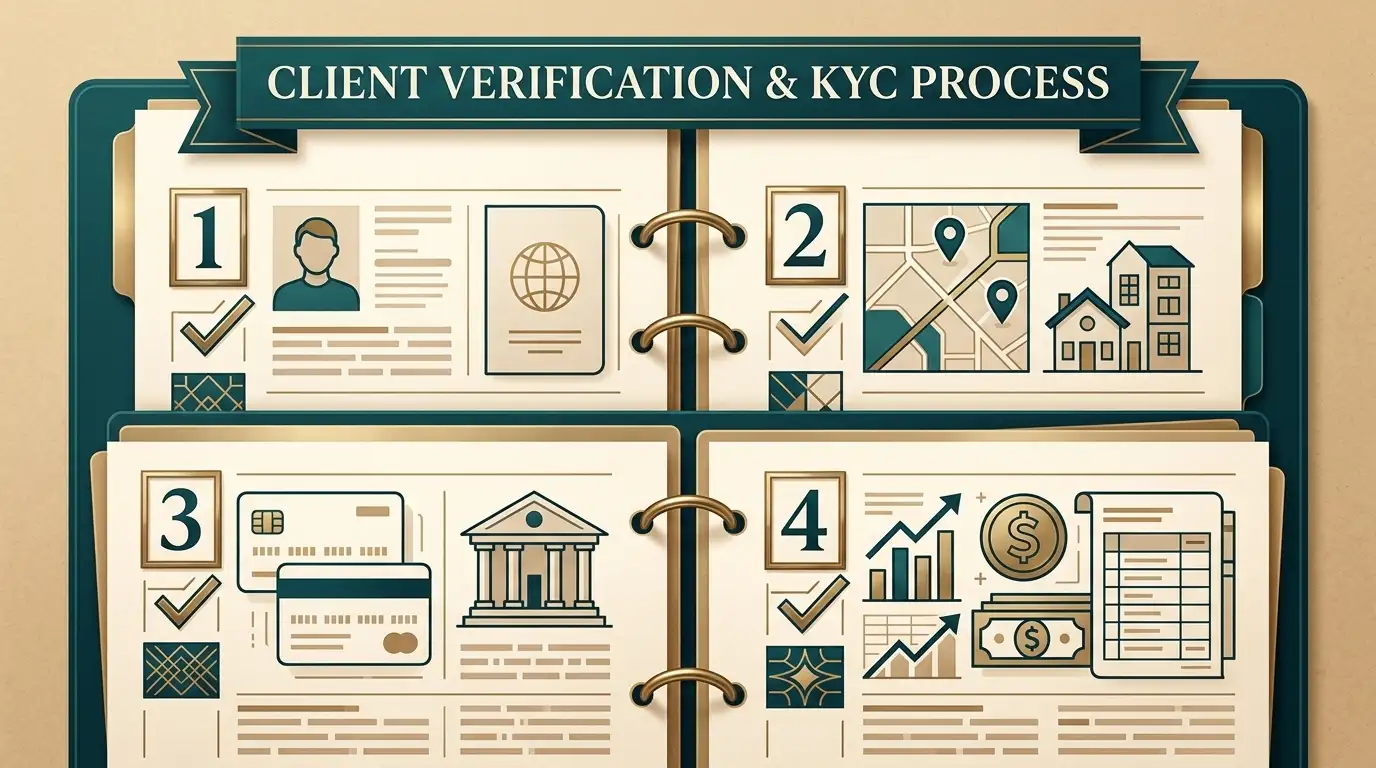Generic verification checklist covering identity, address, payment ownership and source-of-funds categories
